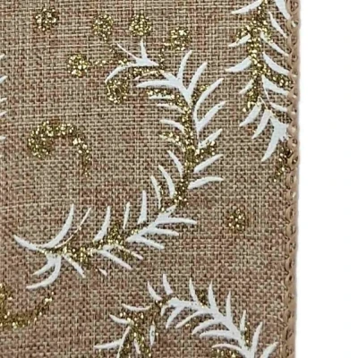 Stuha jutová s drátkem béžová vánoční větvičky 9.1 m