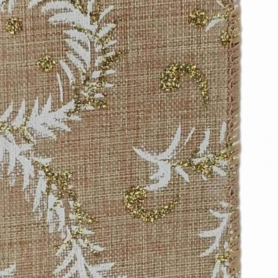 Stuha jutová s drátkem béžová vánoční větvičky 9.1 m