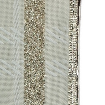 Stuha jutová s drátkem bílá mřížka 9.1 m