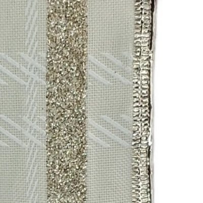 Stuha jutová s drátkem bílá mřížka 9.1 m