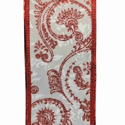 Stuha jutová s drátkem bílá ornamenty 9.1 m