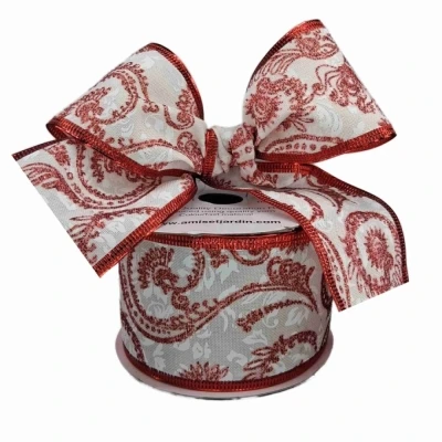 Stuha jutová s drátkem bílá ornamenty 9.1 m