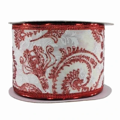 Stuha jutová s drátkem bílá ornamenty 9.1 m