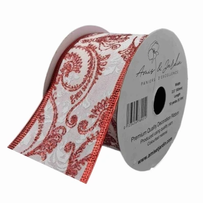 Stuha jutová s drátkem bílá ornamenty 9.1 m