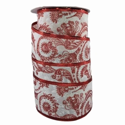 Stuha jutová s drátkem bílá ornamenty 9.1 m