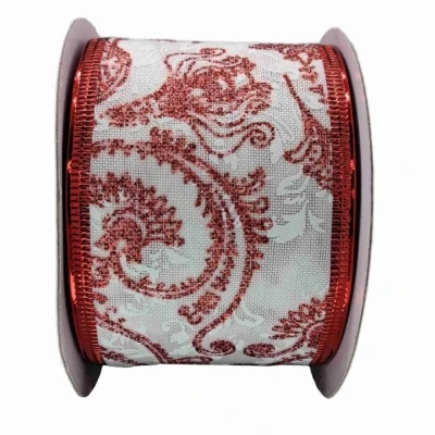 Stuha jutová s drátkem bílá ornamenty 9.1 m