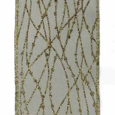 Stuha jutová s drátkem bílá vánoční propletené linky 9.1 m