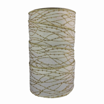 Stuha jutová s drátkem bílá vánoční propletené linky 9.1 m