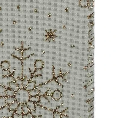 Stuha jutová s drátkem bílá zimní sněhové vločky 9.1 m