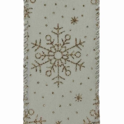 Stuha jutová s drátkem bílá zimní sněhové vločky 9.1 m