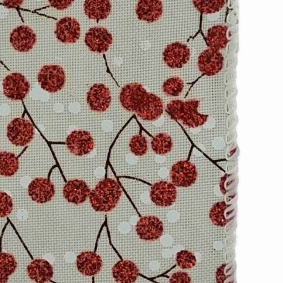 Stuha jutová s drátkem bílá zimní větvičky s bobulkami 9.1 m