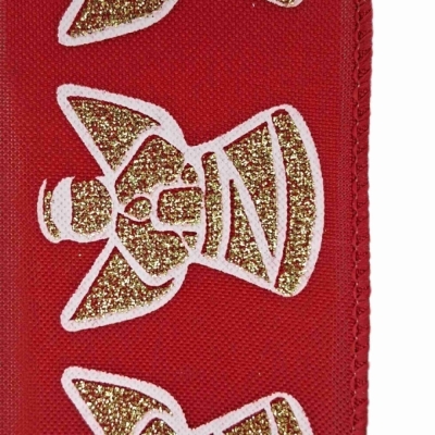 Stuha jutová s drátkem červená vánoční anděl 9.1 m