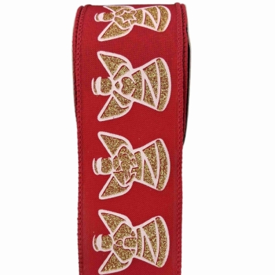 Stuha jutová s drátkem červená vánoční anděl 9.1 m