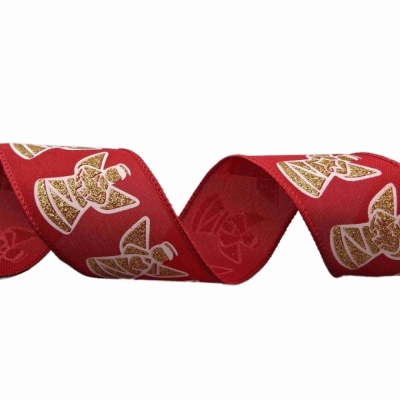 Stuha jutová s drátkem červená vánoční anděl 9.1 m