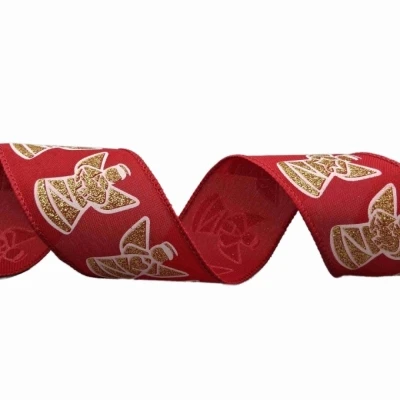 Stuha jutová s drátkem červená vánoční anděl 9.1 m