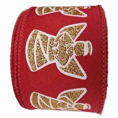 Stuha jutová s drátkem červená vánoční anděl 9.1 m