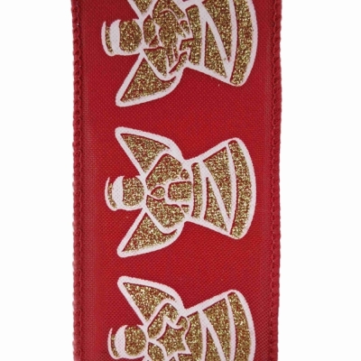 Stuha jutová s drátkem červená vánoční anděl 9.1 m