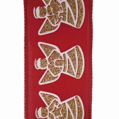 Stuha jutová s drátkem červená vánoční anděl 9.1 m