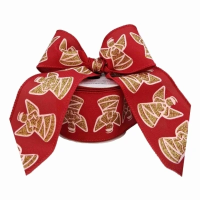 Stuha jutová s drátkem červená vánoční anděl 9.1 m