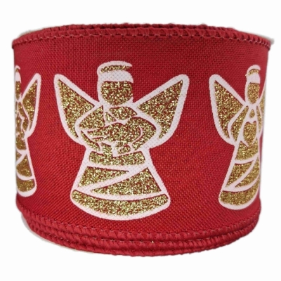 Stuha jutová s drátkem červená vánoční anděl 9.1 m