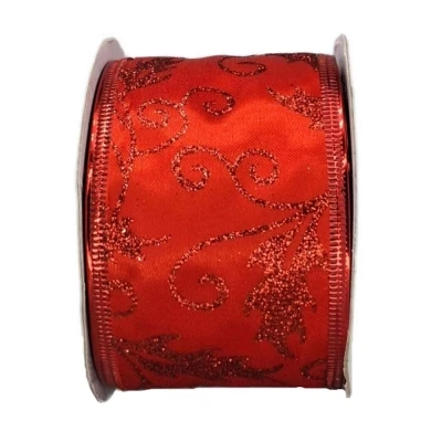 Stuha jutová s drátkem červená vánoční ornamenty 9.1 m