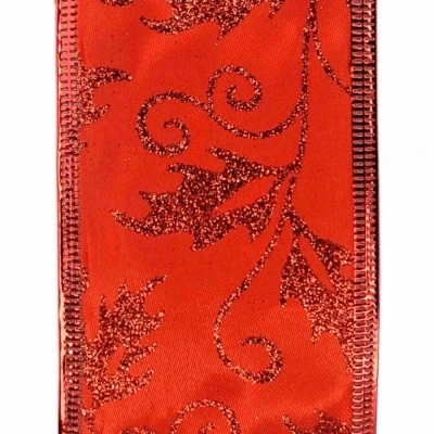 Stuha jutová s drátkem červená vánoční ornamenty 9.1 m