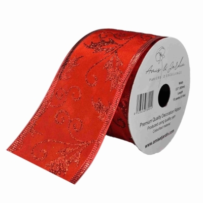 Stuha jutová s drátkem červená vánoční ornamenty 9.1 m