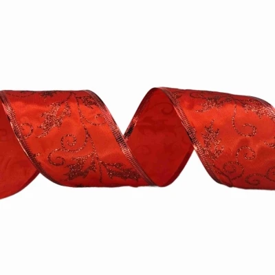 Stuha jutová s drátkem červená vánoční ornamenty 9.1 m