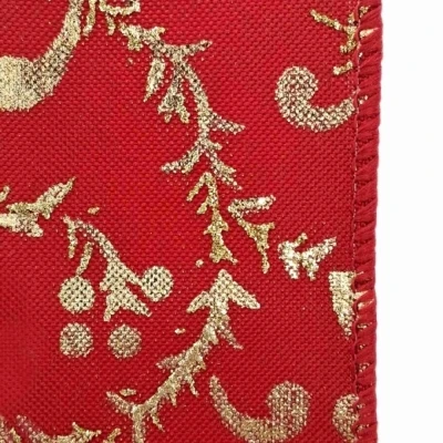 Stuha jutová s drátkem červená vánoční větvičky 9.1 m