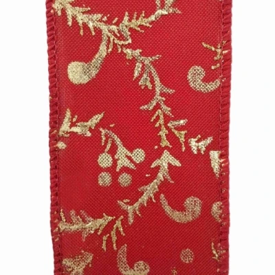 Stuha jutová s drátkem červená vánoční větvičky 9.1 m