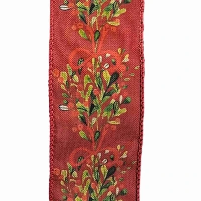 Stuha jutová s drátkem červená vánoční větvičky 9.1 m