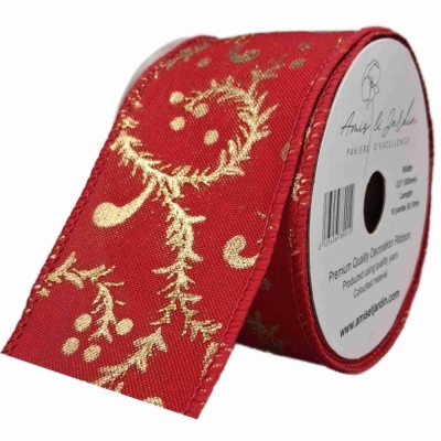 Stuha jutová s drátkem červená vánoční větvičky 9.1 m