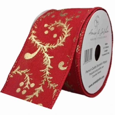 Stuha jutová s drátkem červená vánoční větvičky 9.1 m