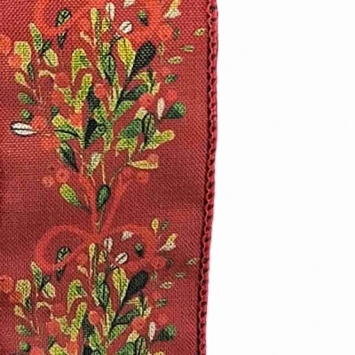 Stuha jutová s drátkem červená vánoční větvičky 9.1 m