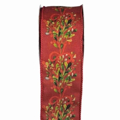 Stuha jutová s drátkem červená vánoční větvičky 9.1 m