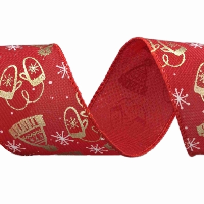 Stuha jutová s drátkem červená vánoční zimní čepice 9.1 m