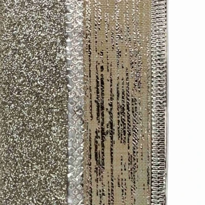 Stuha jutová s drátkem champagne vánoční pruhy 9.1 m