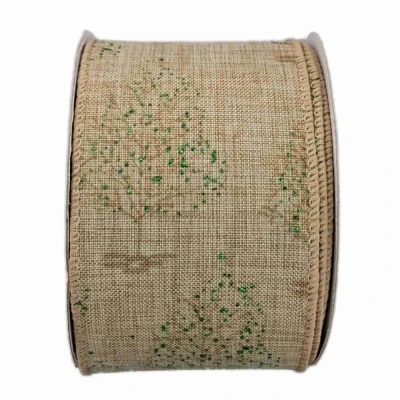 Stuha jutová s drátkem hnědá vánoční stromek 9.1 m