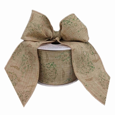 Stuha jutová s drátkem hnědá vánoční stromek 9.1 m