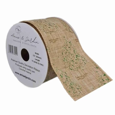 Stuha jutová s drátkem hnědá vánoční stromek 9.1 m