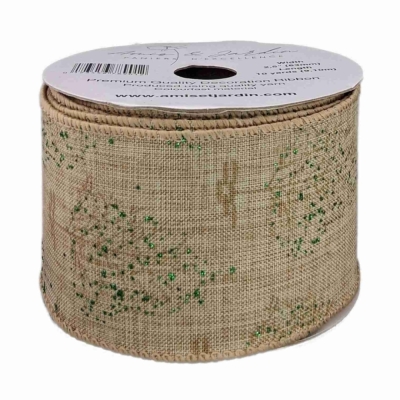 Stuha jutová s drátkem hnědá vánoční stromek 9.1 m