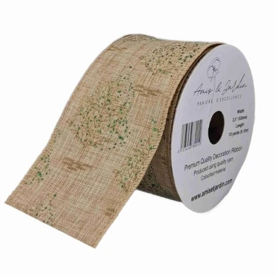 Stuha jutová s drátkem hnědá vánoční stromek 9.1 m