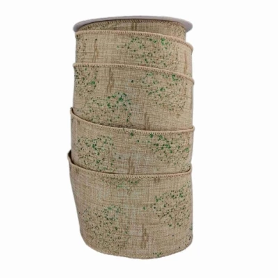 Stuha jutová s drátkem hnědá vánoční stromek 9.1 m