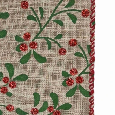 Stuha jutová s drátkem hnědá vánoční větvičky s bobulkami 9.1 m