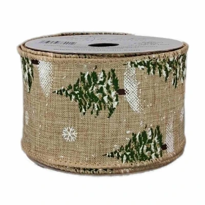 Stuha jutová s drátkem hnědá zimní stromek 9.1 m