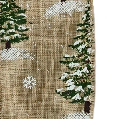 Stuha jutová s drátkem hnědá zimní stromek 9.1 m