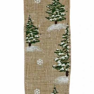 Stuha jutová s drátkem hnědá zimní stromek 9.1 m