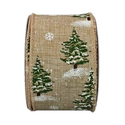 Stuha jutová s drátkem hnědá zimní stromek 9.1 m