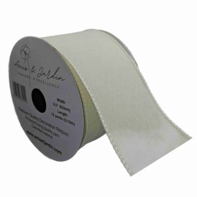 Stuha jutová s drátkem krémová svatební 9.1 m