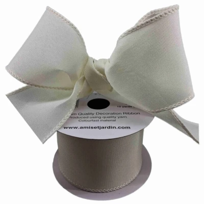 Stuha jutová s drátkem krémová svatební 9.1 m